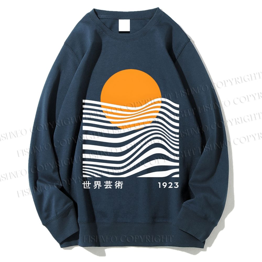 Unisex Geometric Waves Printed Sweatshirt