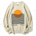 Unisex Geometric Waves Printed Sweatshirt