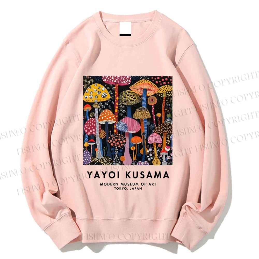 Unisex Yayoi Kusama Mushroom Printed Sweatshirt