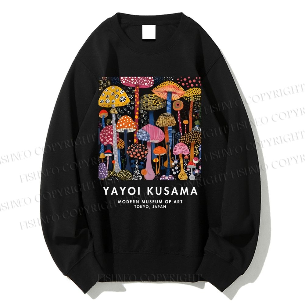 Unisex Yayoi Kusama Mushroom Printed Sweatshirt