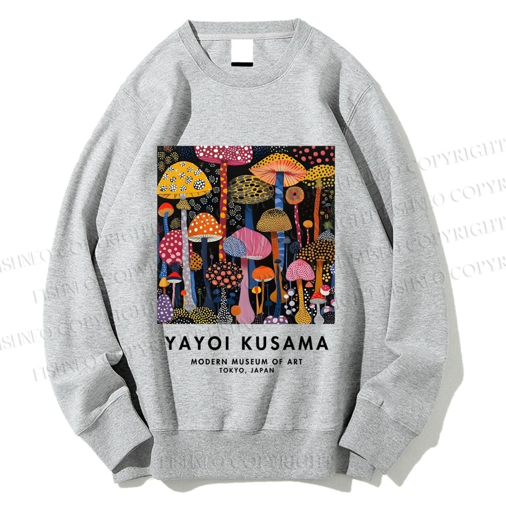 Unisex Yayoi Kusama Mushroom Printed Sweatshirt