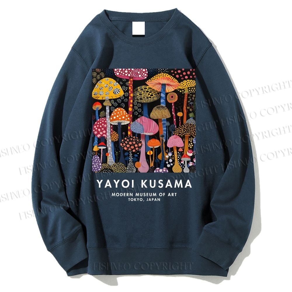 Unisex Yayoi Kusama Mushroom Printed Sweatshirt