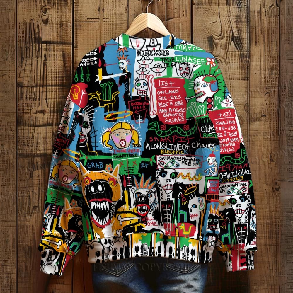 Jean-Michel Basquiat Style Doodle Printed Sweatshirt