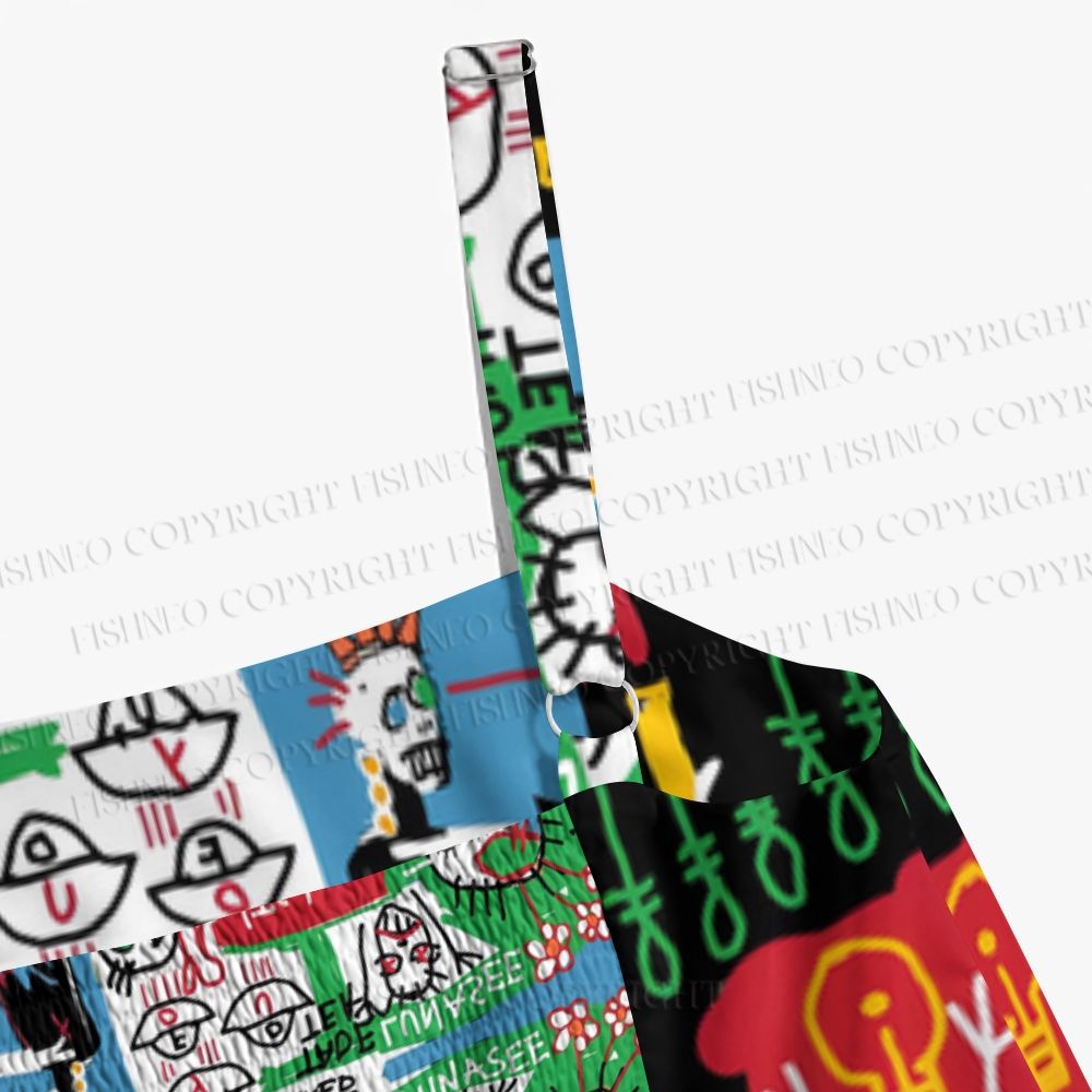 Jean-Michel Basquiat Style Doodle Printed Maxi Dresses