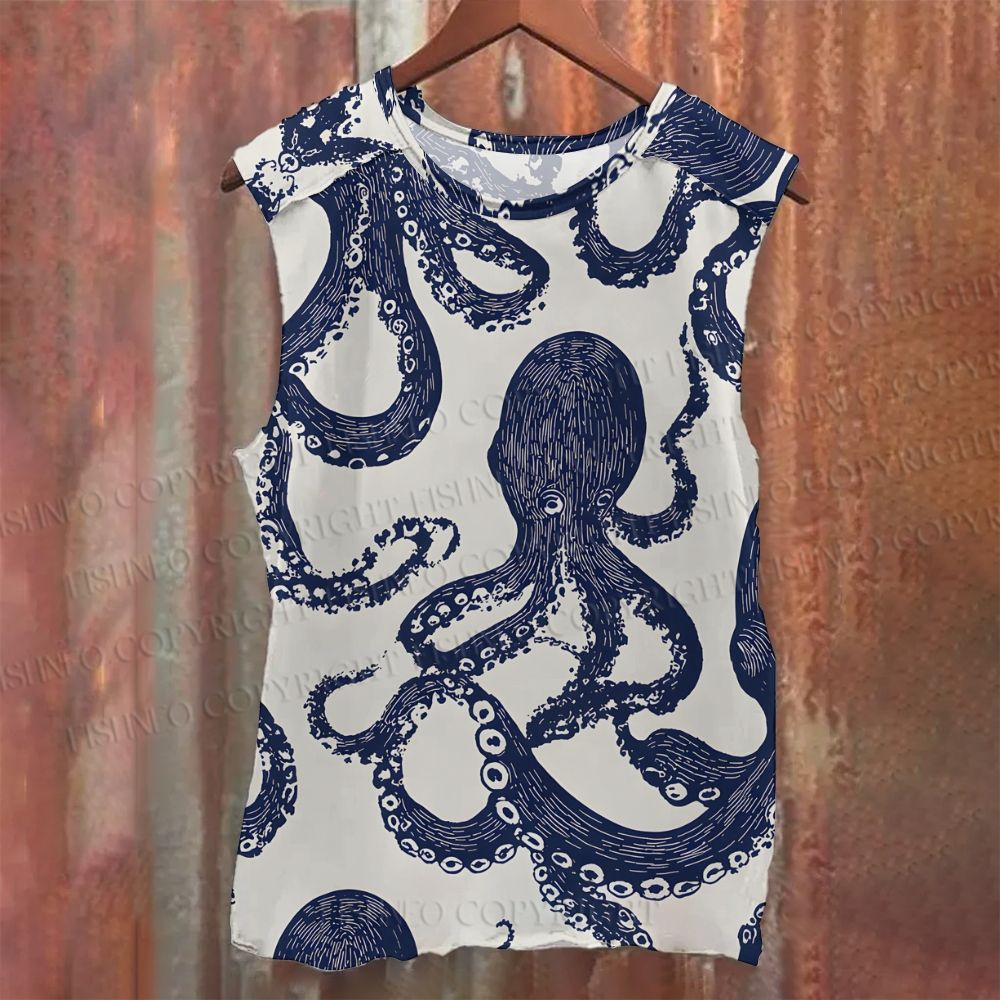 Unisex Casual Ocean Octopus Printed Tank Top