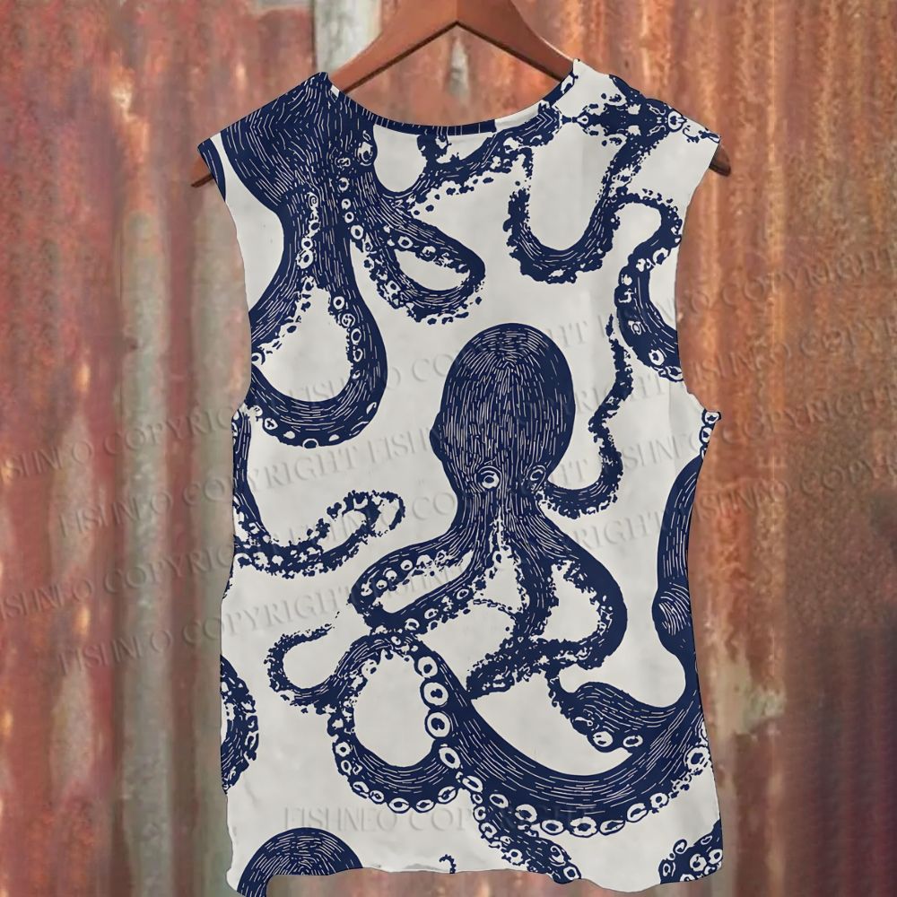Unisex Casual Ocean Octopus Printed Tank Top