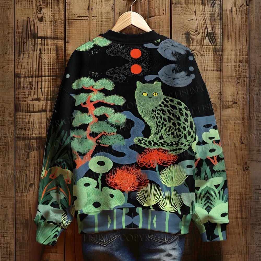 Green Cat In Forest Sweatshirt