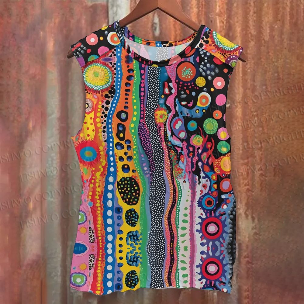 Unisex Casual Polka Dot Universe Printed Tank Top