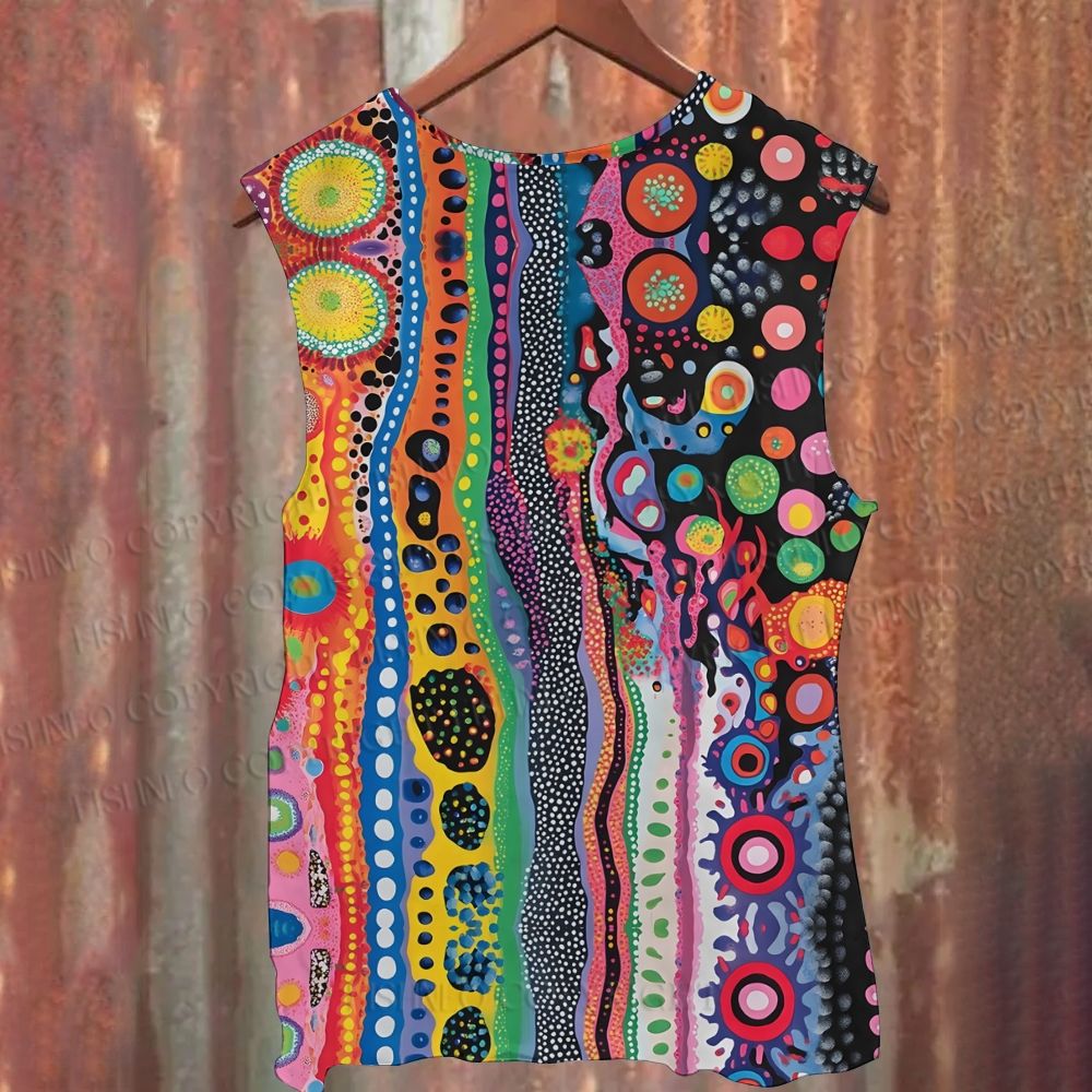 Unisex Casual Polka Dot Universe Printed Tank Top