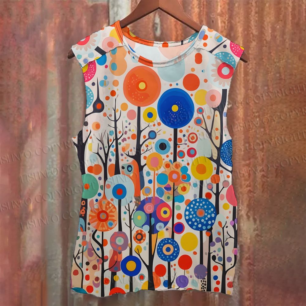 Unisex Casual Yayoi Kusama Polka Dot Forest Printed Tank Top