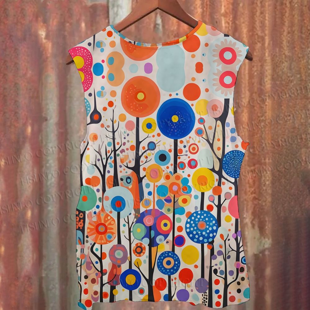 Unisex Casual Yayoi Kusama Polka Dot Forest Printed Tank Top