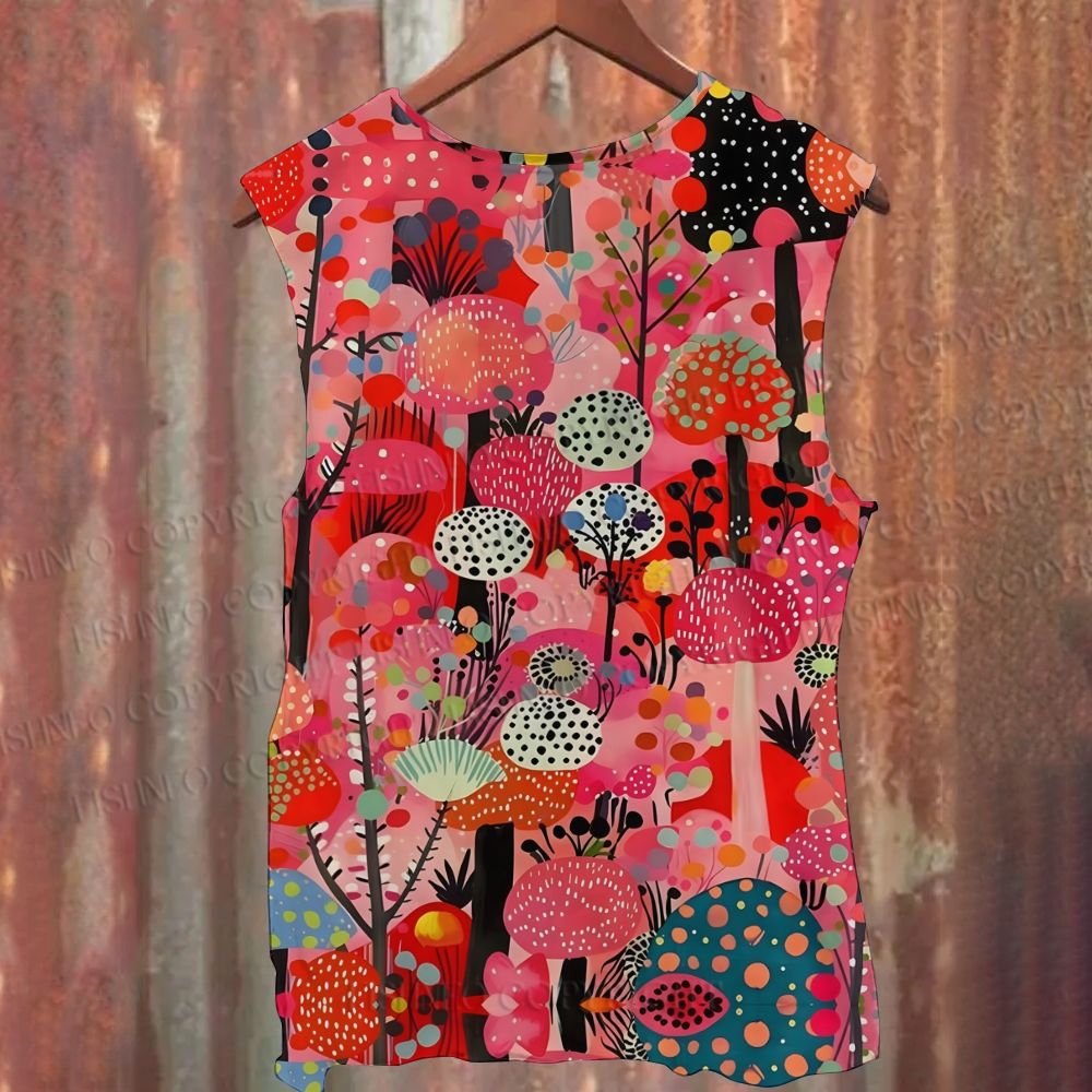 Unisex Casual Yayoi Kusama Polka Dot Forest Printed Tank Top