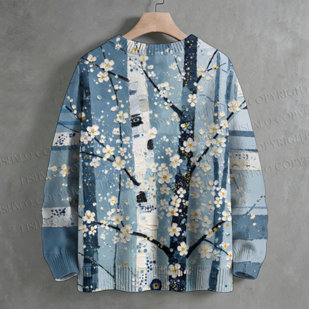 Klimt Flowers in Winter Crew Neck Sweater