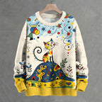 Joan Miró Style Cat Crew Neck Sweater