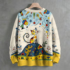 Joan Miró Style Cat Crew Neck Sweater