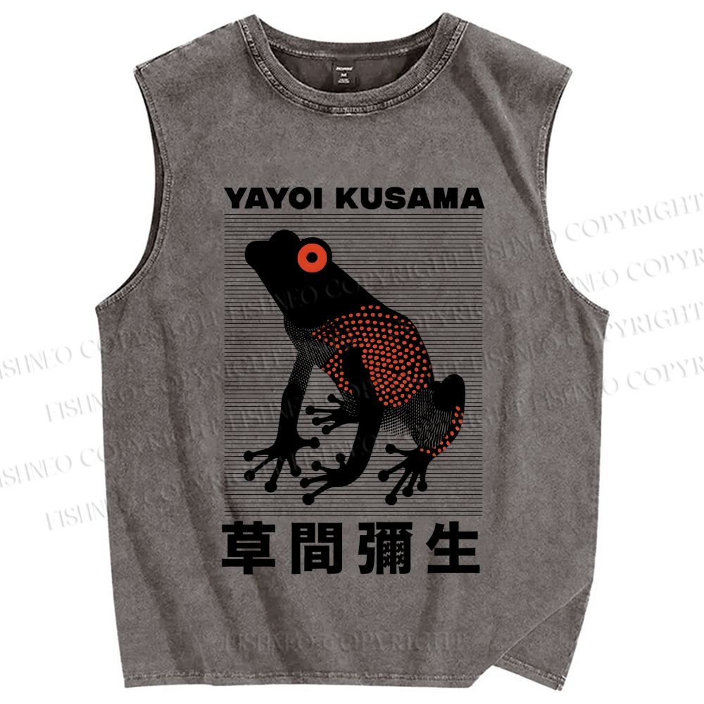 Unisex Yayoi Kusama Frog Printed Washed Tank Top