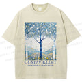 Unisex Klimt With Blue Wood Printed Washed Tee