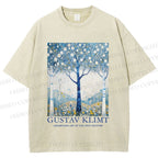 Unisex Klimt With Blue Wood Printed Washed Tee