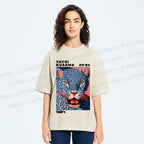Unisex Yayoi Kusama Blue Panther Printed Washed Tee