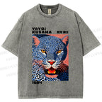 Unisex Yayoi Kusama Blue Panther Printed Washed Tee