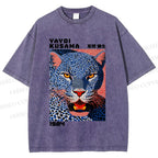 Unisex Yayoi Kusama Blue Panther Printed Washed Tee