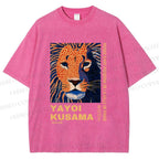 Unisex Yayoi Kusama Lion Printed Washed Tee