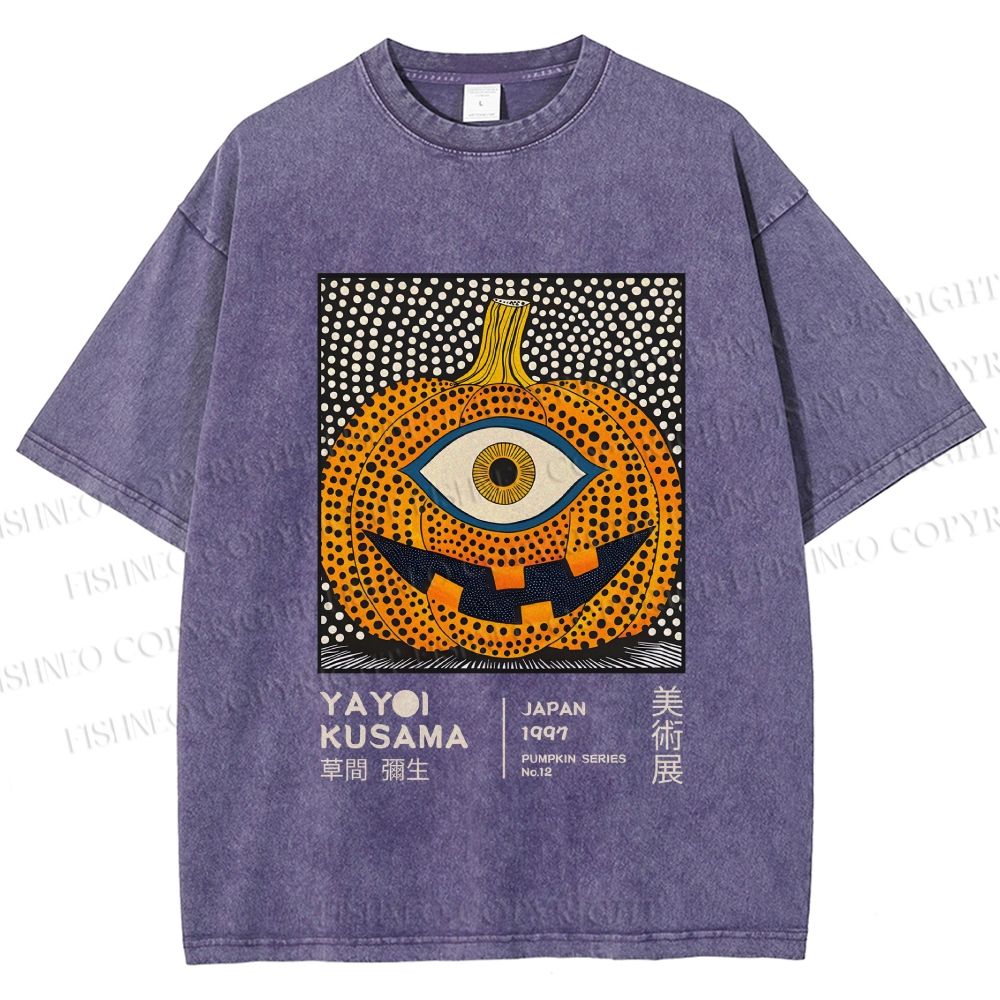 Unisex Yayoi Kusama Halloween Pumpkin Printed Washed Tee