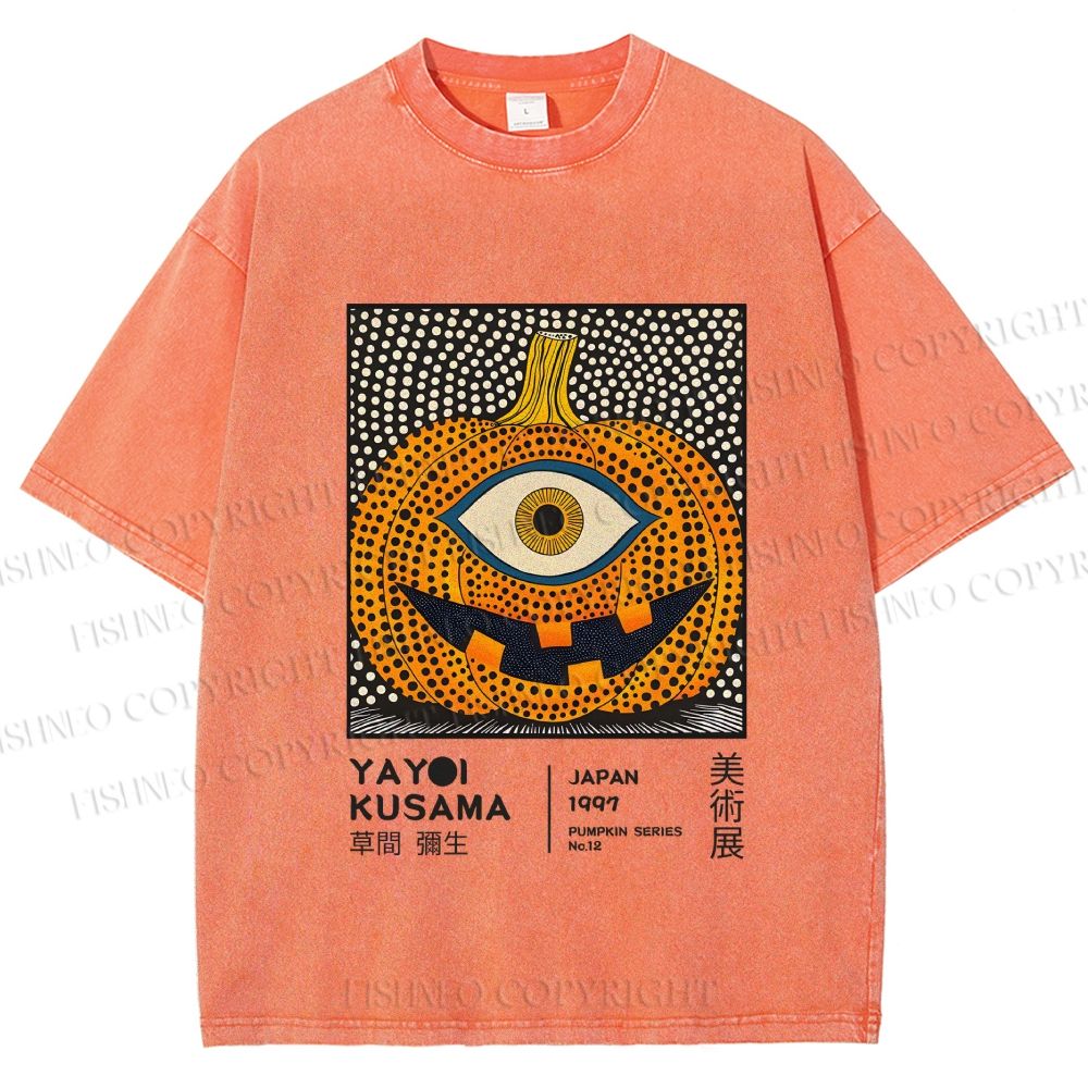 Unisex Yayoi Kusama Halloween Pumpkin Printed Washed Tee