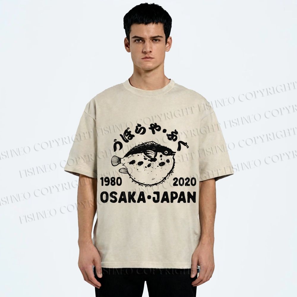Unisex Blowfish Printed Washed Tee