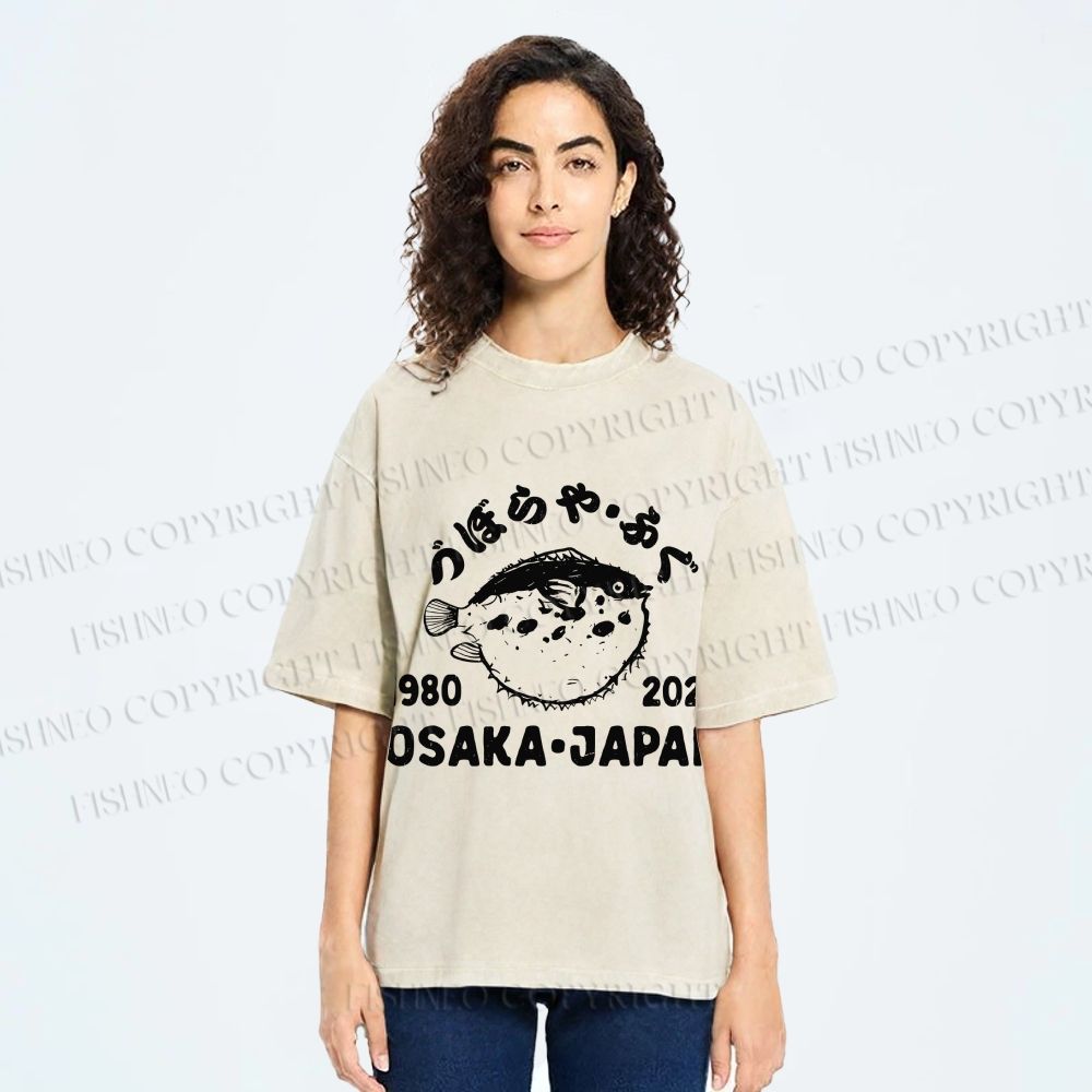 Unisex Blowfish Printed Washed Tee