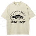 Unisex Tsukiji Fish Market Printed Washed Tee