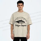 Unisex Tsukiji Fish Market Printed Washed Tee