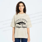 Unisex Tsukiji Fish Market Printed Washed Tee