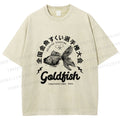 Unisex Goldfish Printed Washed Tee