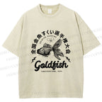 Unisex Goldfish Printed Washed Tee