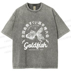 Unisex Goldfish Printed Washed Tee