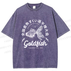 Unisex Goldfish Printed Washed Tee