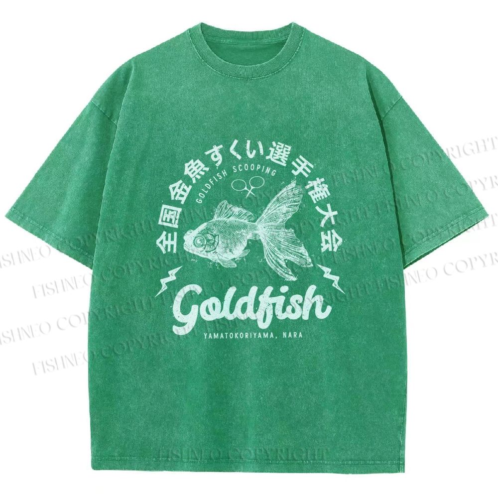 Unisex Goldfish Printed Washed Tee