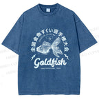 Unisex Goldfish Printed Washed Tee