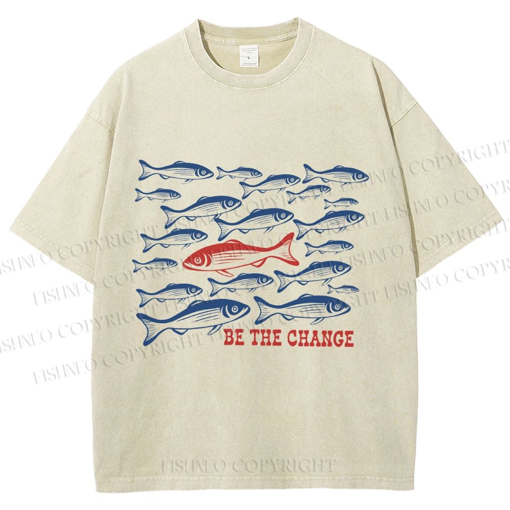 Unisex Be The Change Printed Washed Tee