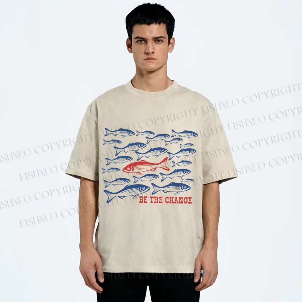 Unisex Be The Change Printed Washed Tee