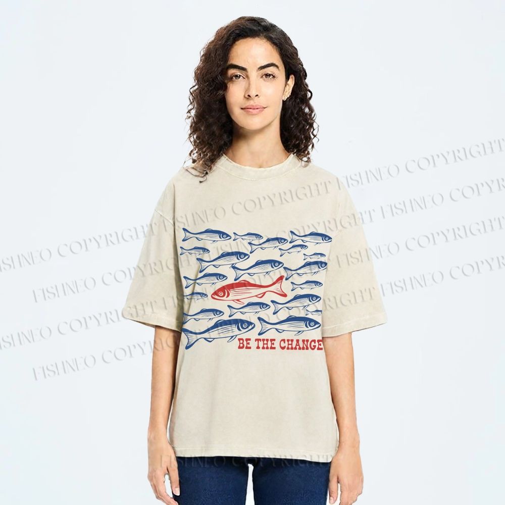 Unisex Be The Change Printed Washed Tee