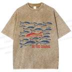 Unisex Be The Change Printed Washed Tee