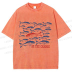 Unisex Be The Change Printed Washed Tee