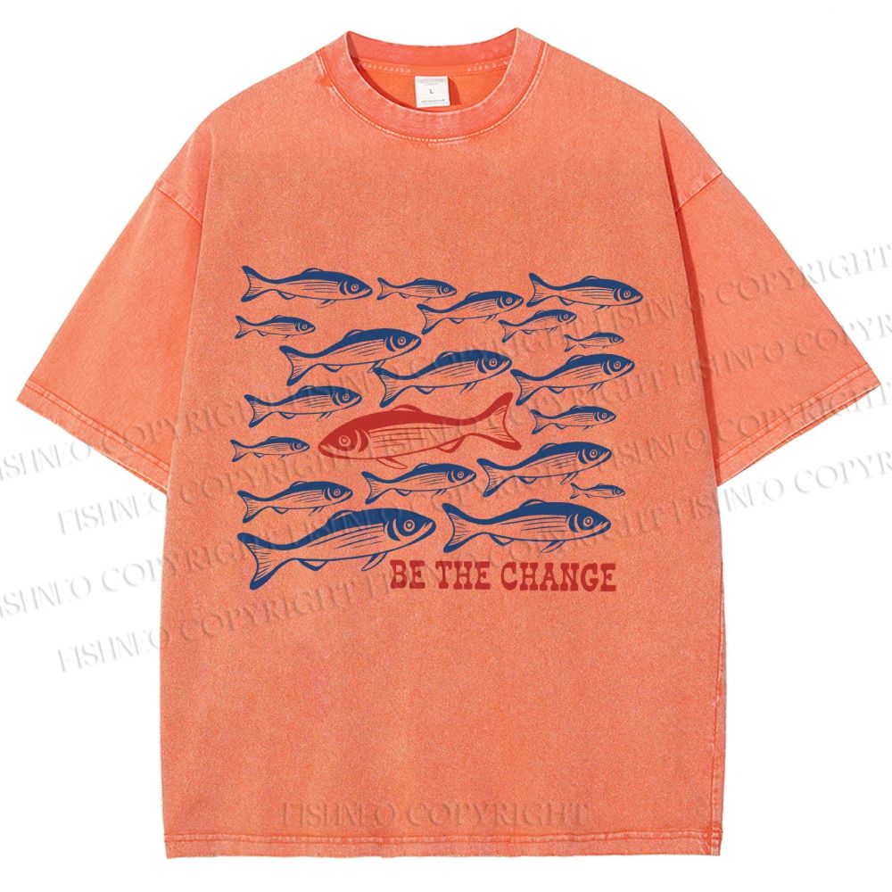 Unisex Be The Change Printed Washed Tee
