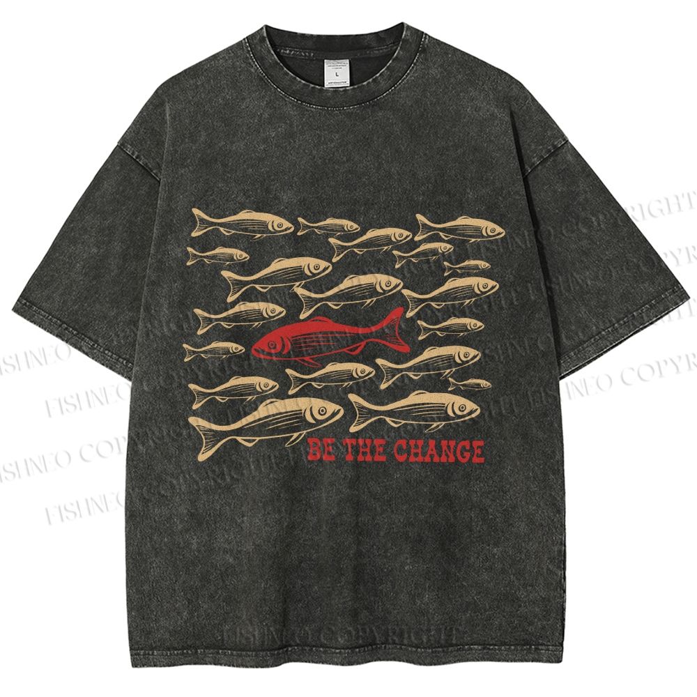 Unisex Be The Change Printed Washed Tee