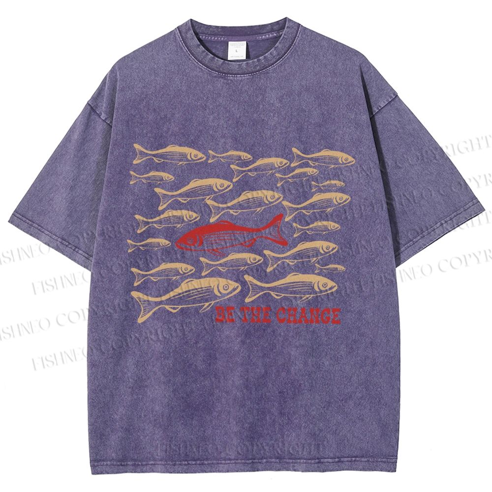 Unisex Be The Change Printed Washed Tee