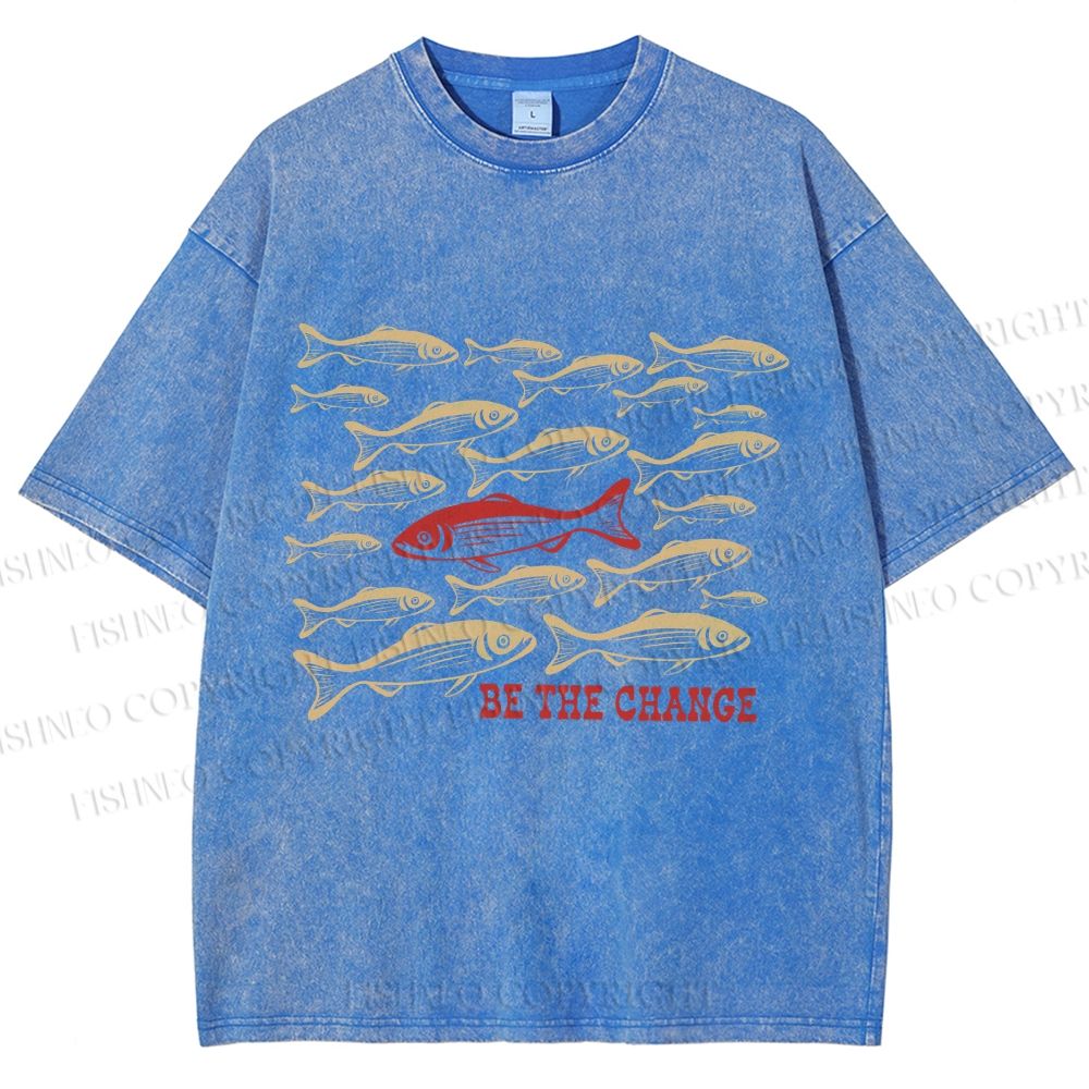 Unisex Be The Change Printed Washed Tee