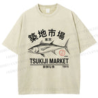 Unisex Tsukiji Fish Market Printed Washed Tee
