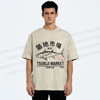 Unisex Tsukiji Fish Market Printed Washed Tee